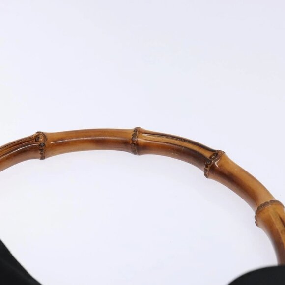 GUCCI Bamboo Shoulder Bag Nylon Black Silver 001 1577 Auth ar13698 - Picture 9 of 16